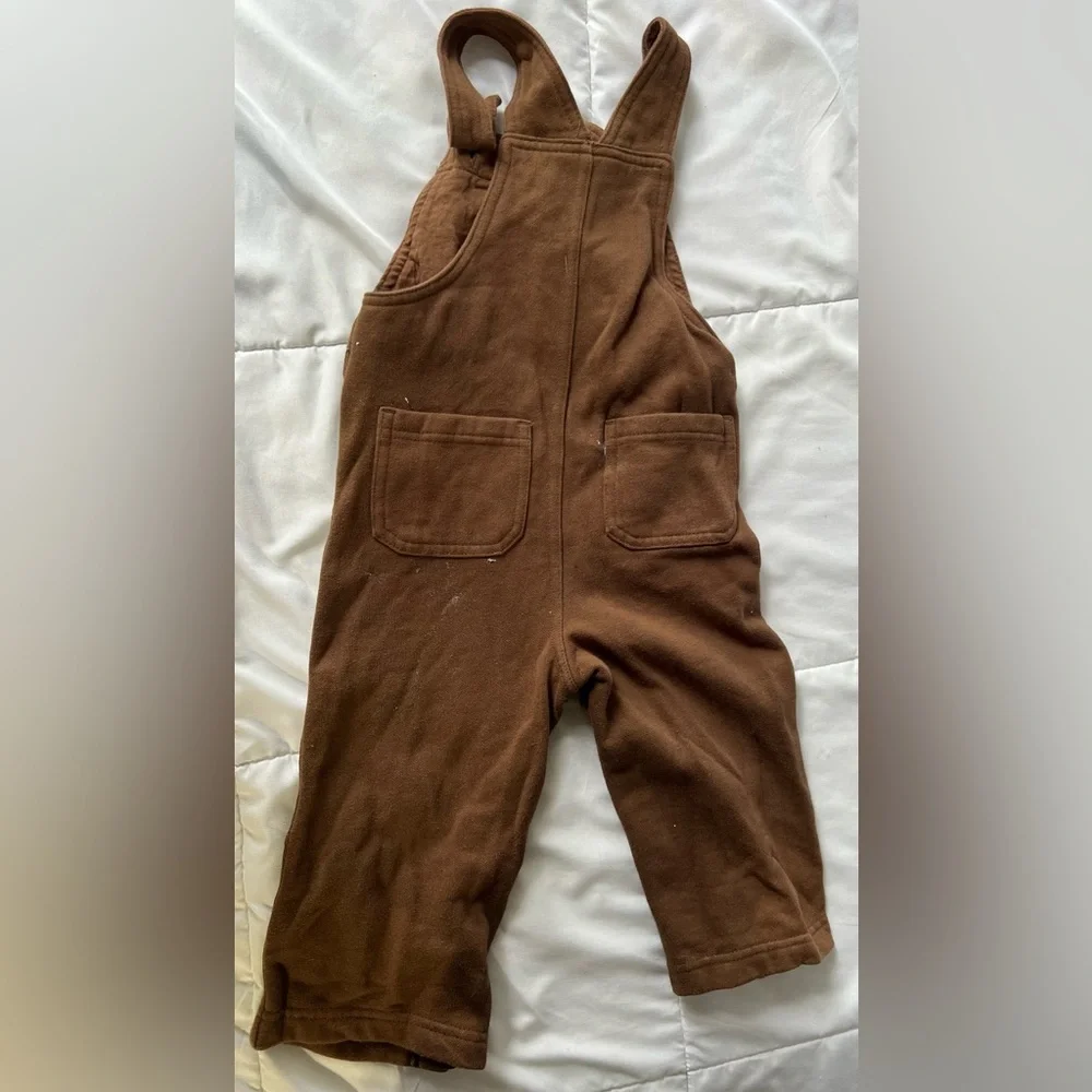 Carters Boys Brown Football Moose Heavy Cotton Soft Overalls
